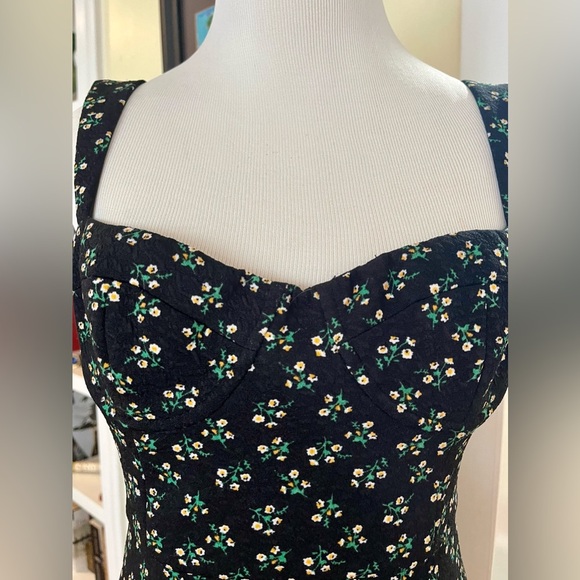 Hutch Dress Black Mini Floral Seamed Bust Sweetheart Neckline Sleeveless SZ: S - Picture 4 of 10